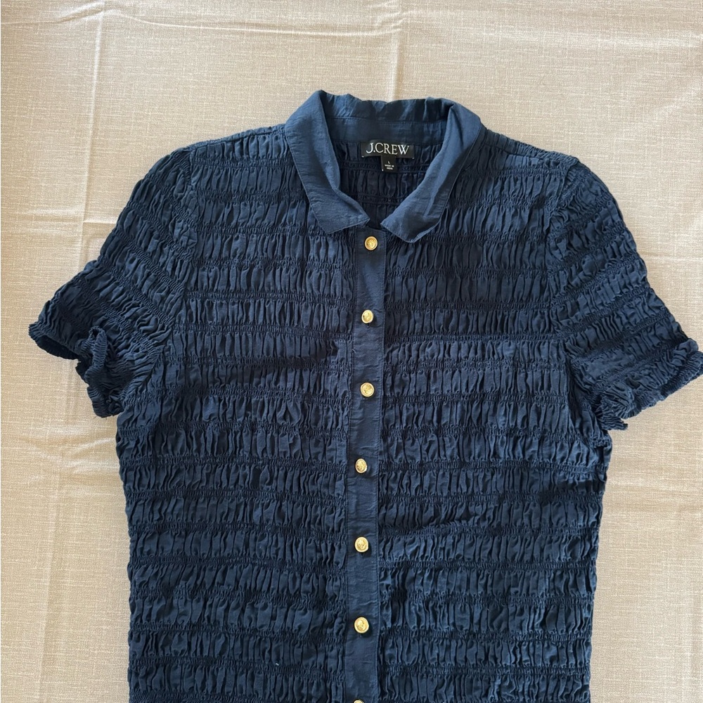 J. Crew Navy Textured Women's Blouse